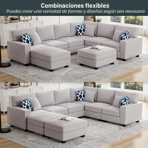 Miniatura 4 de Legend Vansen - Sofá modular seccional en forma de U con otomano, moderno, reversible, para esquina, seccional para sala de estar
