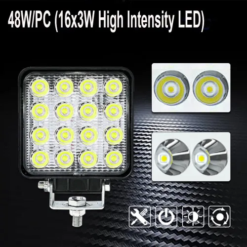 Miniatura 3 de Cápsulas de luz LED para camión, 4 pulgadas, 48 W, luz de trabajo LED, cuadrada, 12 V, 24 V, haz puntal, luces de conducción todoterreno para 2
