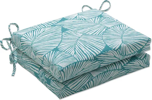 Miniatura 30 de Pillow Perfect Cojines de asiento de esquina cuadrados para exteriores e interiores, 16 x 18.5 pulgadas, selva verde con hojas exuberantes, 2 Selva