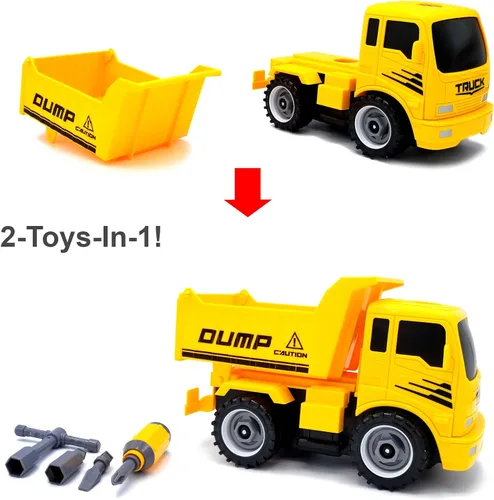 Miniatura 3 de MUKIKIM Construye un camión - vertedero. Desarme y vuelva a armarlo + alimentado por fricción (2 juguetes en 1!) Impresionante juguete galardonado