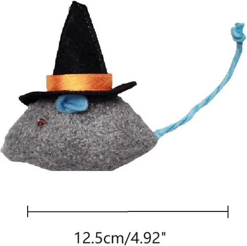 Miniatura 3 de 6 Paquetes Juguetes para Gatos Juguete Interactivo Sombrero Mágico de Bruja Disfraz Juguetes de Felpa en Forma de Ratón con Hierba Gatera