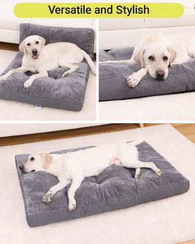 Miniatura 5 de NUPIDA Cama para perro para jaula para perros medianos y grandes, cama lavable a máquina, almohadilla de felpa para perrera con parte inferior Gris