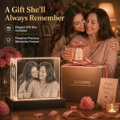 Miniatura 5 de Foto de cristal 3D, regalos personalizados de Navidad para mamá, esposa, mujer, papá, marido, abuela, foto personalizada en cristal, único
