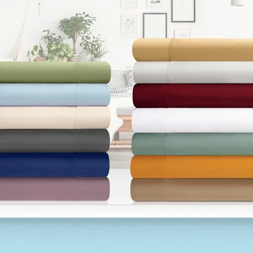 Miniatura 8 de Juego de cobertor de algodón egipcio, 1200 hilos, color sólido