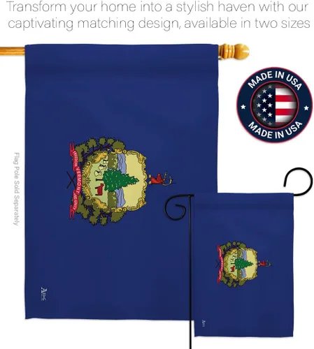 Miniatura 4 de Americana Home & Garden HS140546-BO-02 Vermont Americana States Juego de banderas verticales decorativas para la casa, 28.0 x 40.0 in con mástil
