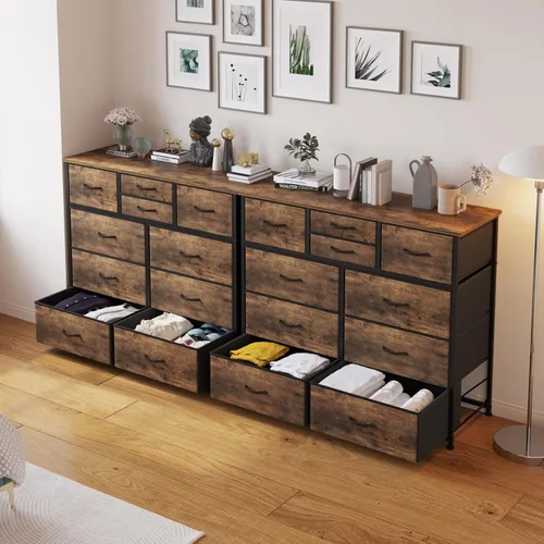Miniatura 7 de LUMTOK Cómoda de 10 cajones, cómoda de almacenamiento de tela para dormitorio, pasillo, guardería, armarios, marco de acero, parte superior de 10