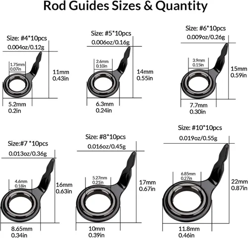 Miniatura 5 de THKFISH Guías de caña de pescar Kit de reparación de caña de pescar Baitcasting/Spinning Rod Guías Cerámica Acero Inoxidable Guía de Carbono