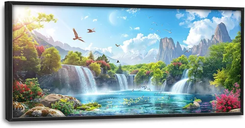 Miniatura 31 de Arte de pared grande de soldado para sala de estar, bandera patriótica de Estados Unidos, decoración en lienzo con marco militar, impresiones