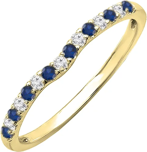 Miniatura 23 de Dazzlingrock Collection Alianza de boda redonda alternativa de zafiro azul y diamante blanco para mujer (0.10 qtw, color I-J, claridad I1-I3) en oro