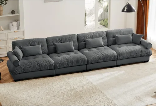 Miniatura 43 de Otomana beige para sofá modular modular, sofá individual, asiento otomano para sofá modular convertible, sofás de terciopelo para sala de estar