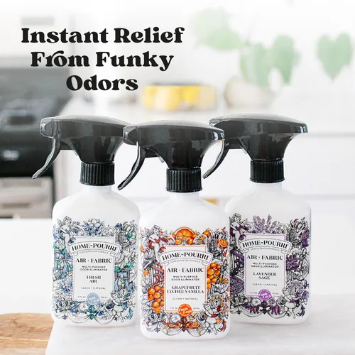 Miniatura 3 de Poo-Pourri Home-Pourri Air + Tela Multiusos - Espray refrescante de olor, Pomelo Lichi Vainilla, 11 onzas líquidas - Vainilla y Pomelo Lichi