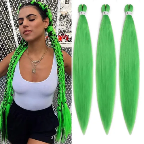 Miniatura 40 de Xiaofeng Extensiones de cabello trenzado coloridas Ombre de 61 cm, 3 unidades, trenzas Jumbo de alta temperatura para trenzas en zigzag y trenzas