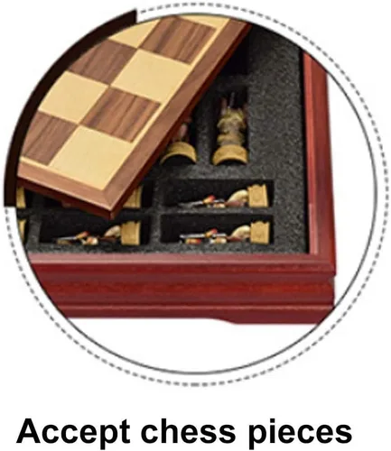 Miniatura 7 de Juego de ajedrez para adultos y niños, juego de ajedrez de madera y personajes, tablero de ajedrez plegable portátil, juego para adultos y niños