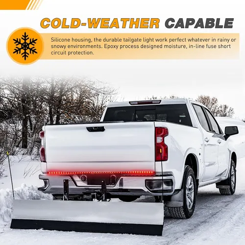 Miniatura 8 de GOOACC - Tira de luz para portón trasero de camioneta de 48"/49", 5 funciones, 90 LED rojo/blanco de una sola fila, iluminación trasera universal
