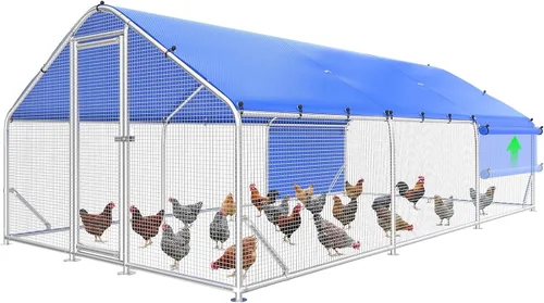 Miniatura 11 de Sino Luban Gallinero grande de metal para 10 pollos/patos, corridos de pollo para patio con cubierta impermeable, recinto de pollo al aire libre