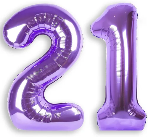 Miniatura 13 de Globo de número 0 de 40 pulgadas de RainbowQ Party, grande, color púrpura, para niños o niñas, números del 0 al 9, de papel de aluminio y Mylar