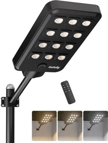 Miniatura 8 de Gefolly G-15000W Luz solar de calle al aire libre, 6500K gran angular luz de estacionamiento comercial del atardecer al amanecer IP67 seguridad
