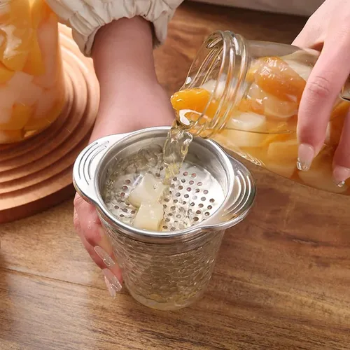Miniatura 3 de Colador de acero inoxidable duradero de 4.69 pulgadas, tapa de prensa de metal, filtro de atún, colador de latas para colar de cocina, drenaje