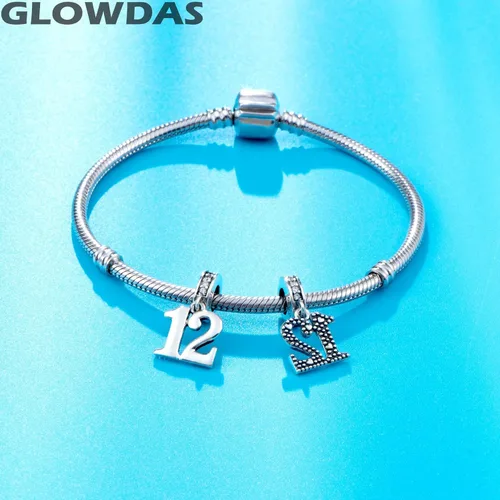 Miniatura 4 de GLOWDAS Dijes de cumpleaños de 10 a 25, 28, 30, 31, 33, 35, 36, 40, 45, 50, 55, 60, 65, 70, 75, 80, se adapta a brazaletecollar de aniversario