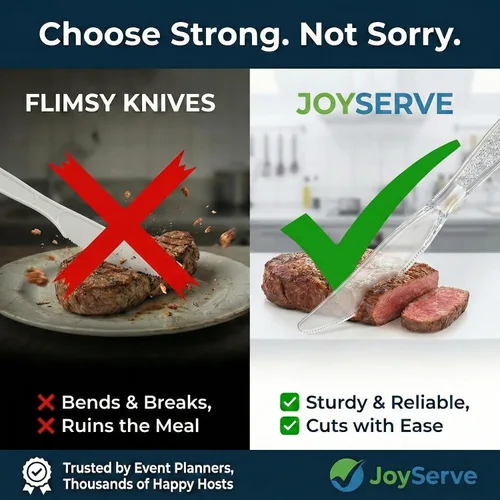 Miniatura 4 de JoyServe Cuchillos de plástico transparente resistentes, utensilios de fiesta resistentes al calor, sin BPA, cuchillos de plástico resistente