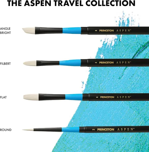 Miniatura 7 de Princeton Artist Brush Co. Aspen Series 6500 – Cepillo redondo de viaje de mango corto 2 – Pincel redondo sintético para pintura al óleo y acrílico