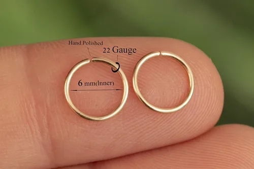 Miniatura 49 de Aretes de aro de oro de plata – Aretes de aro para mujer, dos piezas de aros de plata fina rellenos de oro, aro de hélice, anillo de tragus, aro