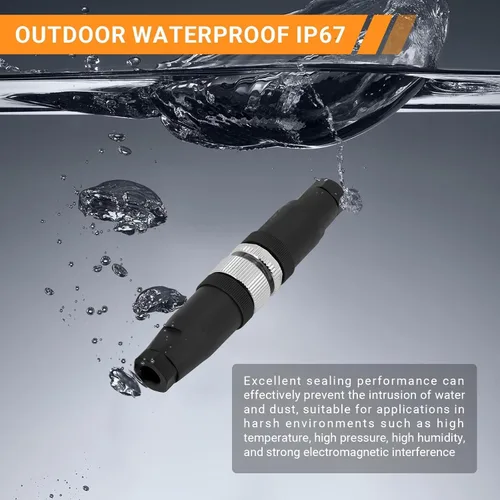 Miniatura 5 de Elecbee Conector de cable M12 Circular Impermeable Enchufe de Aviación Terminación de Tornillo Instalable en Campo Desapantallamiento Recto