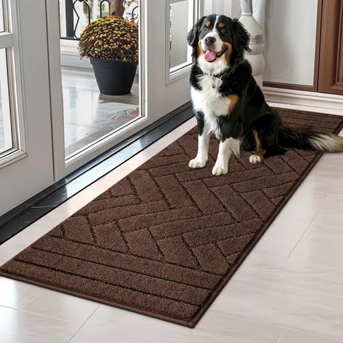 Miniatura 22 de Tindbea Tapete para perro para patas fangosas, absorbe la humedad, la suciedad, antideslizante, lavable, tapete de barro para perros, parte trasera
