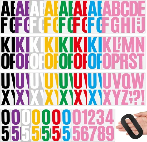 Miniatura 19 de Qilery 32 hojas de 0.5 pulgada de calcomanías de letras y números autoadhesivas, letras de vinilo alfabéticas de gran fuente, etiquetas de números