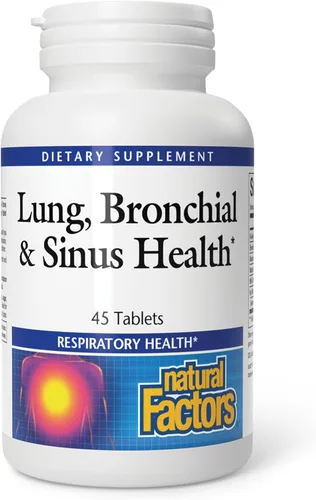 Salud Pulmonar, Bronquial y Sinusal por Natural Factors, Suplemento Natural para la Salud Respiratoria y Respiración Fácil, 45 Tabletas (45