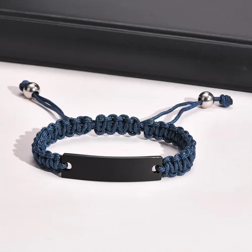 Miniatura 5 de MEALGUET Pulseras de ID Personalizadas para Parejas Grabado Personalizado Hecho a Mano Cuerda Trenzada Pulsera de Muñeca para Hombres Mujeres