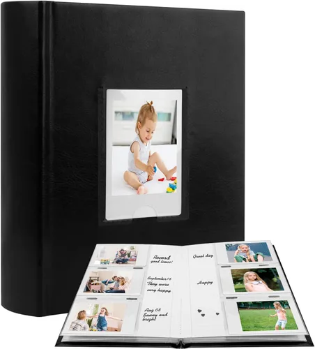Álbum de fotos de 180 bolsillos para cámara Fujifilm Instax Mini, álbum de fotos con espacio de escritura para Polaroid, cubierta de cuero, foto de