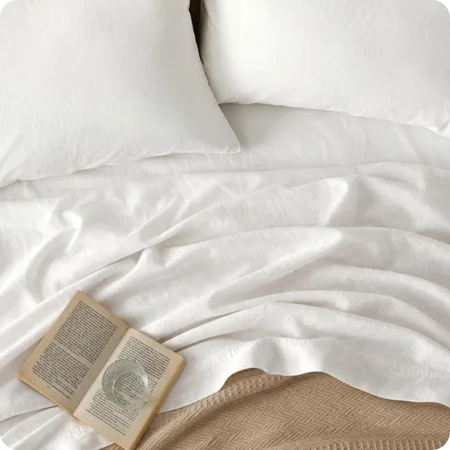 Bedsure Sábanas de cama tamaño King, juego de sábanas de algodón y lino, antipilling, ultrasuaves y transpirables, sábanas bajeras King con bolsillo