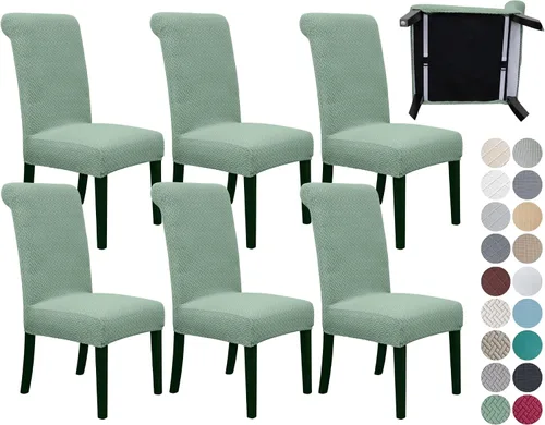 Miniatura 9 de SPRINGRICO Paquete de 2 fundas para sillas de comedor con cinturón de seguridad, fundas elásticas para sillas Parsons lavables, fundas protectoras