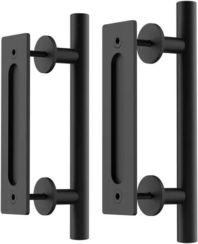 Miniatura 10 de WINSOON 1 paquete de 12 herrajes de manijas corredizas para puerta de granero con tirador empotrado de diseño de doble cara, kit de manijas