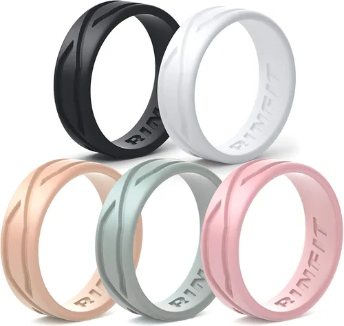 Anillo de boda de silicona para hombres y mujeres paquete de 4 5 anillas diseño de anillos de goma de silicona cómodo y duradero juego a juego