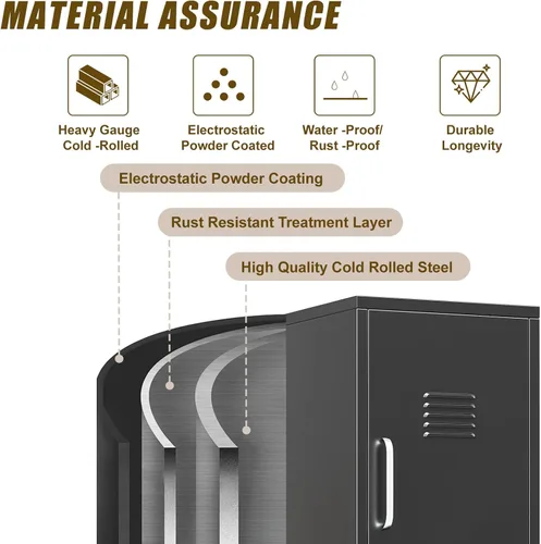 Miniatura 6 de Armario de metal negro, armarios de almacenamiento de oficina en casa de 35.4 pulgadas de alto, armario de almacenamiento vertical de acero