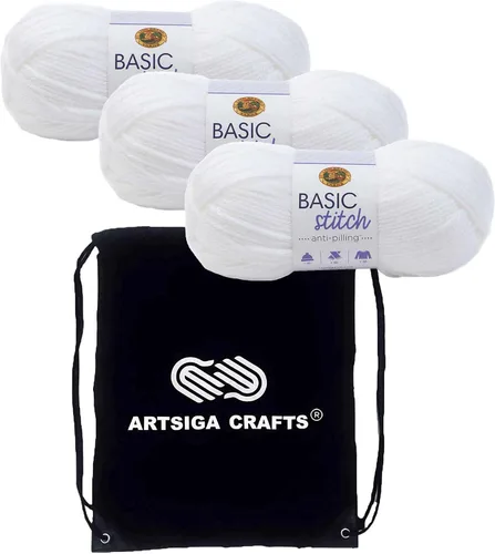 Miniatura 14 de Lion Brand Basic Stitch Hilo Acrílico Anti-Bolitas Ecru 202-098 (3 Madejas - Mismo Lote de Tinte) Worsted Mediano #4 Hilo Acrílico para Crochet