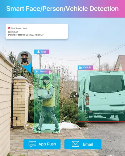 Miniatura 4 de ZOSI Sistema de cámara de seguridad 4K PoE con detección de vehículos personales, 8 puertos 16CH 8MP NVR con disco duro de 2 TB, 8 cámaras IP PoE 4K