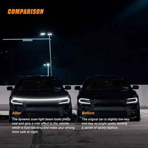 Miniatura 3 de Tira de luz LED dinámica para capó de automóvil, 71 pulgadas, tira de luz diurna flexible para exterior, para automóvil, camión, SUV (2 piezas)