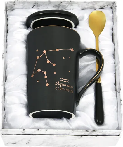 Miniatura 17 de YHRJWN Regalos de Acuario para Mujeres, Taza de Café de Constelación de Acuario, Regalos de Cumpleaños de Enero y Febrero para Mujeres Amantes