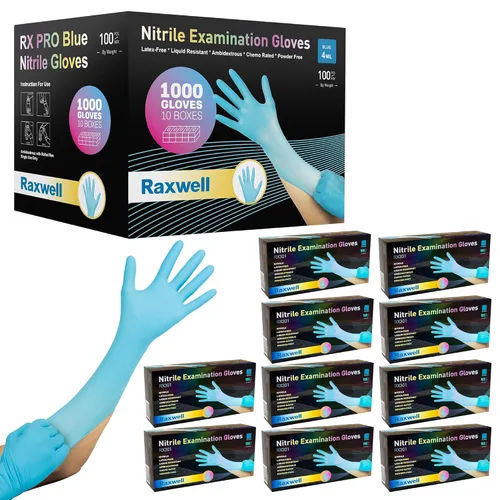 Miniatura 8 de Raxwell Guantes de nitrilo grandes, protección para examen resistentes a productos químicos, guantes desechables grandes, con agarre texturizado