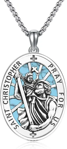 Miniatura 209 de Collar de plata de ley 925 con medalla de San Patrón, colgante de protección católica, amuleto, joyería religiosa para hombres y mujeres