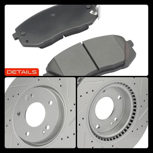 Miniatura 9 de A-Premium Rotores de freno de disco perforados y ranurados delanteros de 11.81 pulgadas (11.811 in) + kit de pastillas de cerámica compatible