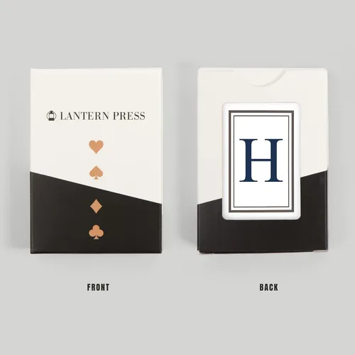 Miniatura 8 de Lantern Press Monograma, Estate, Gris y Azul, H (52 cartas de juego, baraja de cartas de tamaño póquer con Jokers)