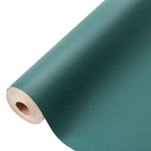 Parche de reparación de cuero verde de 17.3 x 117 pulgadas, kit de reparación de cuero autoadhesivo para sofá, asiento de automóvil, muebles, silla,