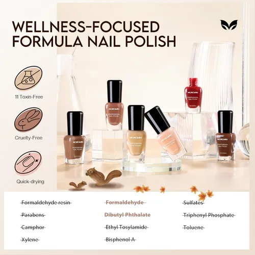 Miniatura 5 de Morovan Juego de Esmaltes de Uñas Marrones: Kit de Esmalte de Uñas Nude Chocolate Oscuro de Invierno Secado Rápido al Aire Regular Paquete
