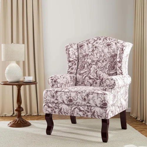 Miniatura 10 de Silla decorativa, sillón tapizado con respaldo alto con esponja de alta resistencia y patas de madera, sillas individuales modernas y cómodas de Un