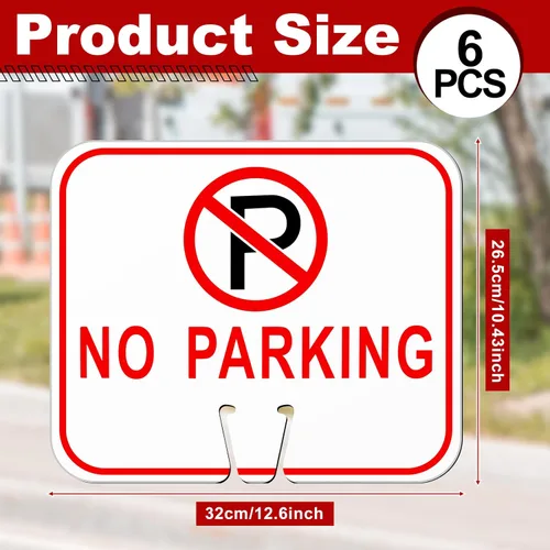 Miniatura 2 de Geetery 6 letreros de no estacionamiento, de 12.6 x 10.4 pulgadas, PVC de doble cara, impermeable, resistente a la intemperie, protección UV