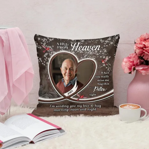 Miniatura 5 de ENCYCOM Almohada personalizada con texto en inglés "A Hug from Heaven", regalo de condolencias por pérdida de seres queridos, regalos de recuerdo